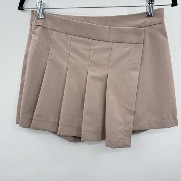 PacSun Pleated Skort Size S Brown Mini Academia Schoolgirl Goth Grunge Stretch - Picture 1 of 9